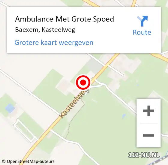 Locatie op kaart van de 112 melding: Ambulance Met Grote Spoed Naar Baexem, Kasteelweg op 8 mei 2023 12:37