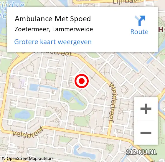 Locatie op kaart van de 112 melding: Ambulance Met Spoed Naar Zoetermeer, Lammerweide op 8 mei 2023 12:44