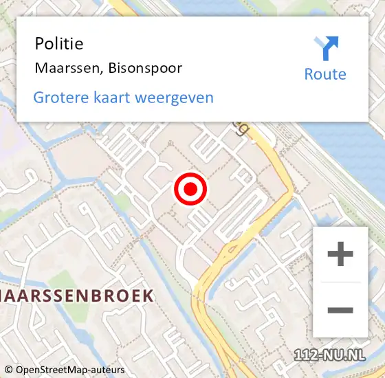 Locatie op kaart van de 112 melding: Politie Maarssen, Bisonspoor op 8 mei 2023 12:48
