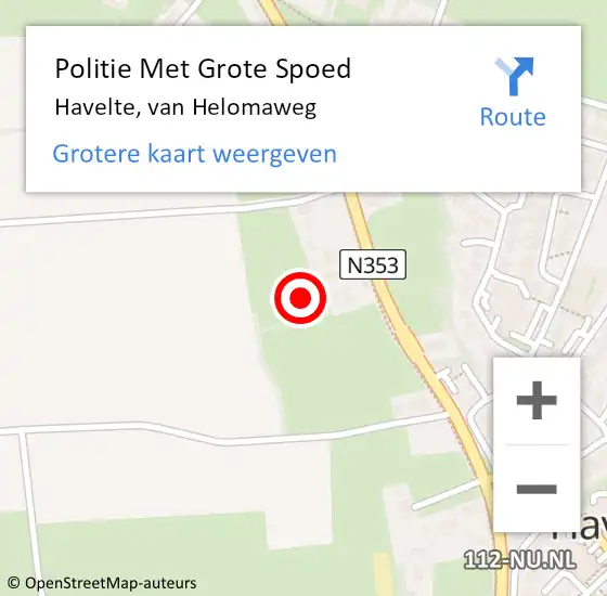 Locatie op kaart van de 112 melding: Politie Met Grote Spoed Naar Havelte, van Helomaweg op 8 mei 2023 13:02