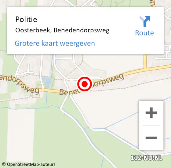 Locatie op kaart van de 112 melding: Politie Oosterbeek, Benedendorpsweg op 8 mei 2023 13:02