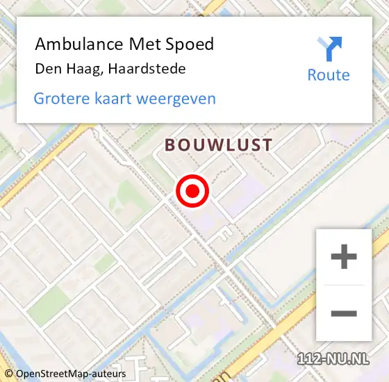 Locatie op kaart van de 112 melding: Ambulance Met Spoed Naar Den Haag, Haardstede op 8 mei 2023 13:03