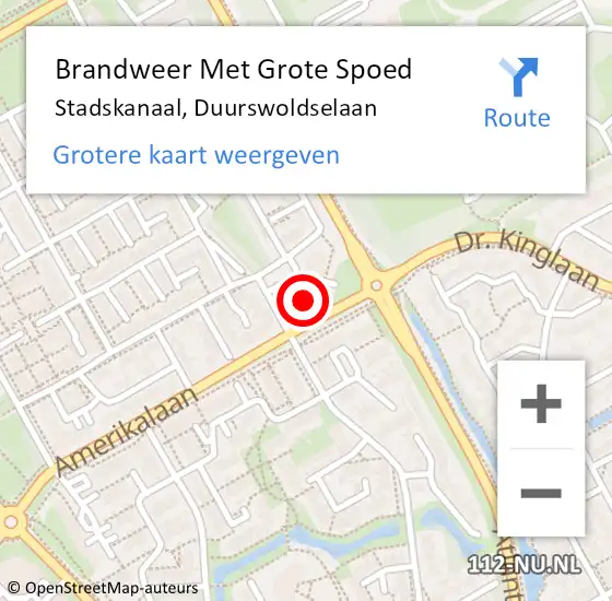 Locatie op kaart van de 112 melding: Brandweer Met Grote Spoed Naar Stadskanaal, Duurswoldselaan op 8 mei 2023 13:25