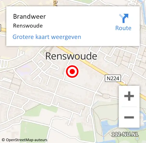 Locatie op kaart van de 112 melding: Brandweer Renswoude op 8 mei 2023 13:26