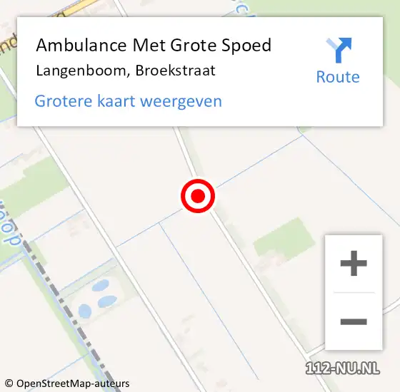 Locatie op kaart van de 112 melding: Ambulance Met Grote Spoed Naar Langenboom, Broekstraat op 24 augustus 2014 20:59