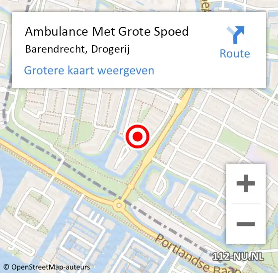 Locatie op kaart van de 112 melding: Ambulance Met Grote Spoed Naar Barendrecht, Drogerij op 8 mei 2023 13:56