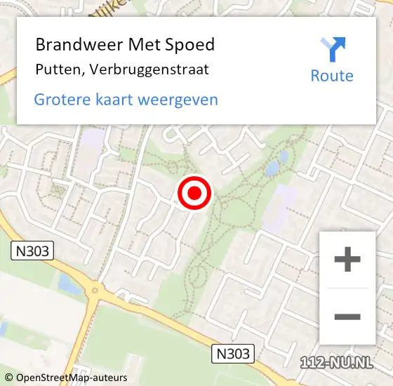 Locatie op kaart van de 112 melding: Brandweer Met Spoed Naar Putten, Verbruggenstraat op 8 mei 2023 13:59