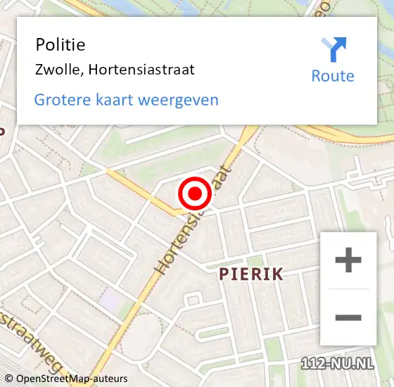 Locatie op kaart van de 112 melding: Politie Zwolle, Hortensiastraat op 8 mei 2023 14:07