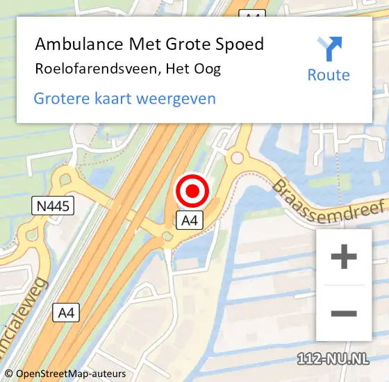 Locatie op kaart van de 112 melding: Ambulance Met Grote Spoed Naar Roelofarendsveen, Het Oog op 8 mei 2023 14:12
