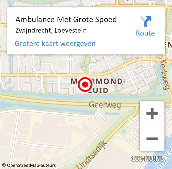 Locatie op kaart van de 112 melding: Ambulance Met Grote Spoed Naar Zwijndrecht, Loevestein op 8 mei 2023 14:53