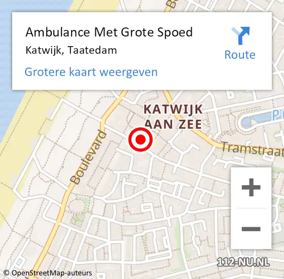 Locatie op kaart van de 112 melding: Ambulance Met Grote Spoed Naar Katwijk, Taatedam op 8 mei 2023 14:54