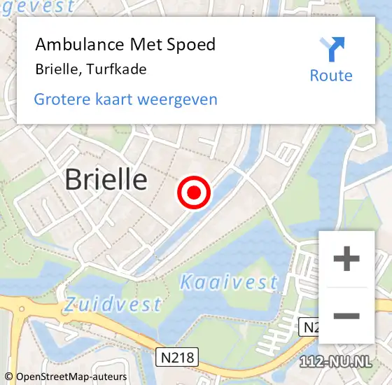 Locatie op kaart van de 112 melding: Ambulance Met Spoed Naar Brielle, Turfkade op 8 mei 2023 14:56