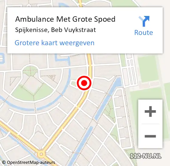 Locatie op kaart van de 112 melding: Ambulance Met Grote Spoed Naar Spijkenisse, Beb Vuykstraat op 8 mei 2023 15:06