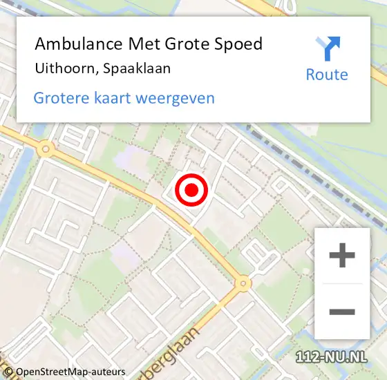Locatie op kaart van de 112 melding: Ambulance Met Grote Spoed Naar Uithoorn, Spaaklaan op 8 mei 2023 15:08