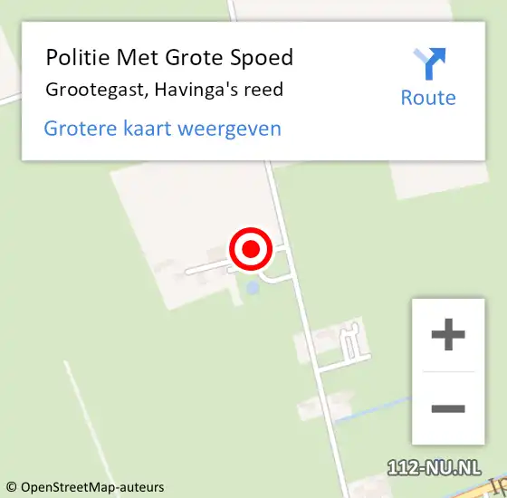Locatie op kaart van de 112 melding: Politie Met Grote Spoed Naar Grootegast, Havinga's reed op 8 mei 2023 15:10