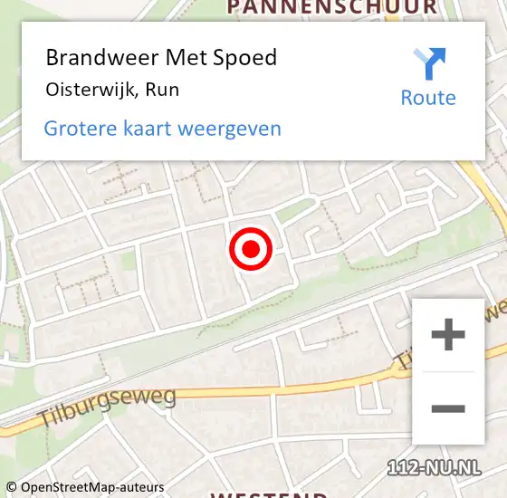 Locatie op kaart van de 112 melding: Brandweer Met Spoed Naar Oisterwijk, Run op 8 mei 2023 15:10