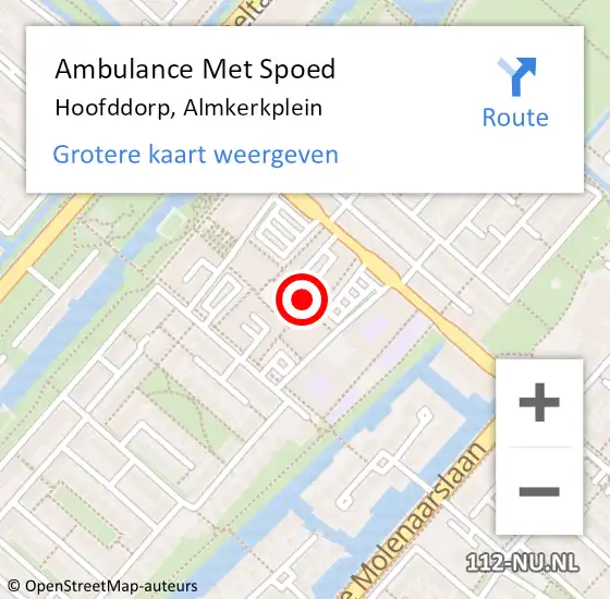 Locatie op kaart van de 112 melding: Ambulance Met Spoed Naar Hoofddorp, Almkerkplein op 8 mei 2023 15:11