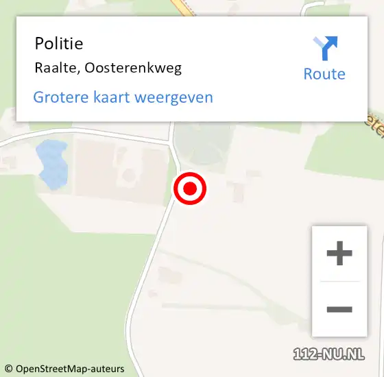 Locatie op kaart van de 112 melding: Politie Raalte, Oosterenkweg op 8 mei 2023 15:15