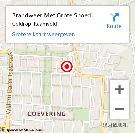 Locatie op kaart van de 112 melding: Brandweer Met Grote Spoed Naar Geldrop, Raamveld op 8 mei 2023 15:44