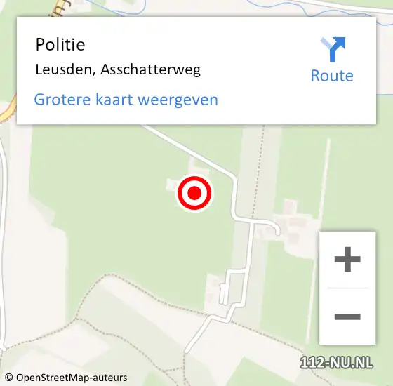 Locatie op kaart van de 112 melding: Politie Leusden, Asschatterweg op 8 mei 2023 15:50