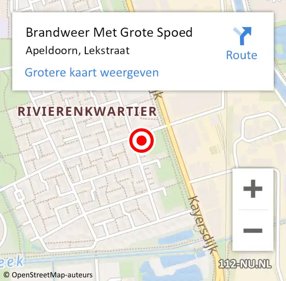 Locatie op kaart van de 112 melding: Brandweer Met Grote Spoed Naar Apeldoorn, Lekstraat op 8 mei 2023 16:45