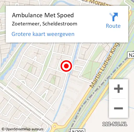 Locatie op kaart van de 112 melding: Ambulance Met Spoed Naar Zoetermeer, Scheldestroom op 8 mei 2023 16:57