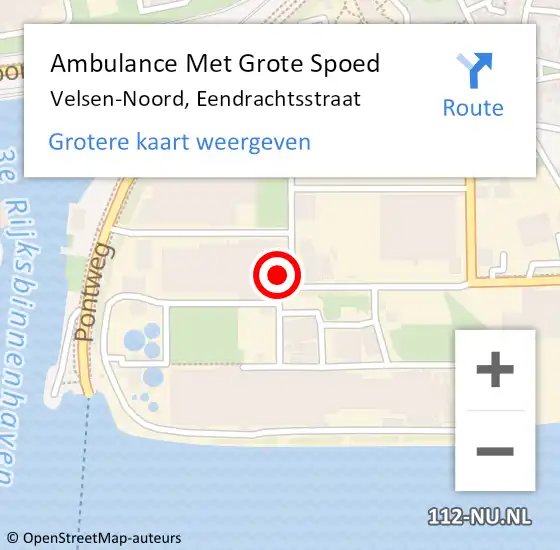 Locatie op kaart van de 112 melding: Ambulance Met Grote Spoed Naar Velsen-Noord, Eendrachtsstraat op 8 mei 2023 17:35