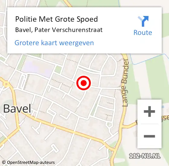 Locatie op kaart van de 112 melding: Politie Met Grote Spoed Naar Bavel, Pater Verschurenstraat op 8 mei 2023 18:10