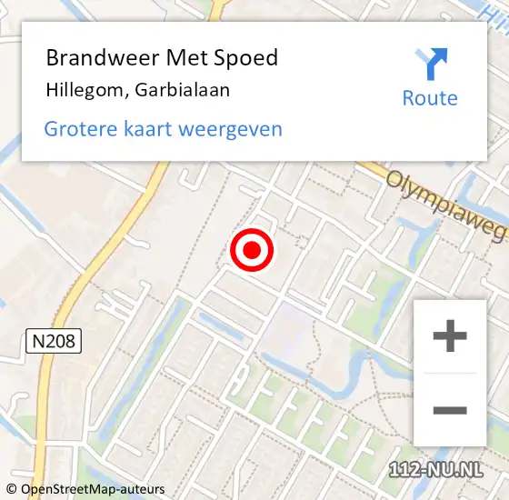 Locatie op kaart van de 112 melding: Brandweer Met Spoed Naar Hillegom, Garbialaan op 8 mei 2023 19:01