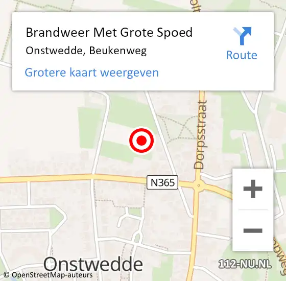 Locatie op kaart van de 112 melding: Brandweer Met Grote Spoed Naar Onstwedde, Beukenweg op 8 mei 2023 19:03