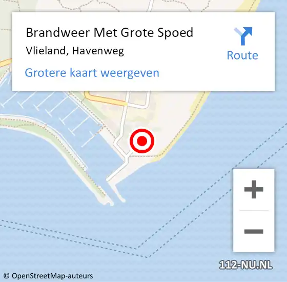 Locatie op kaart van de 112 melding: Brandweer Met Grote Spoed Naar Vlieland, Havenweg op 8 mei 2023 19:08