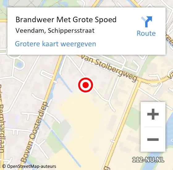 Locatie op kaart van de 112 melding: Brandweer Met Grote Spoed Naar Veendam, Schippersstraat op 8 mei 2023 19:12