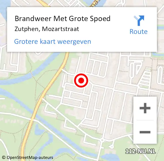 Locatie op kaart van de 112 melding: Brandweer Met Grote Spoed Naar Zutphen, Mozartstraat op 8 mei 2023 19:20