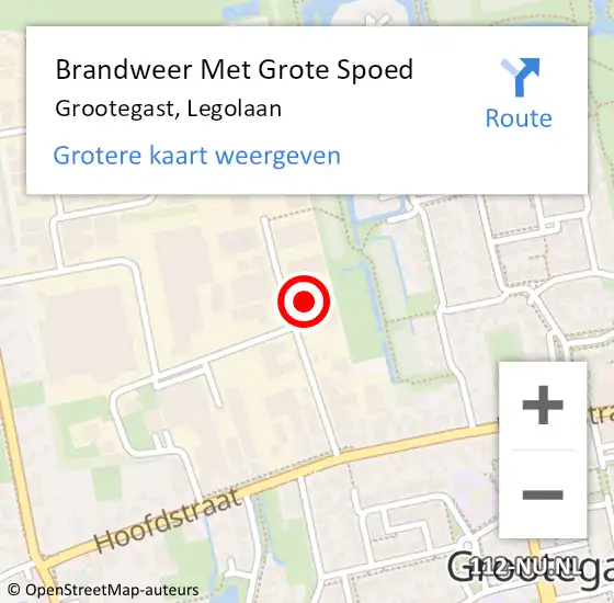 Locatie op kaart van de 112 melding: Brandweer Met Grote Spoed Naar Grootegast, Legolaan op 8 mei 2023 19:30