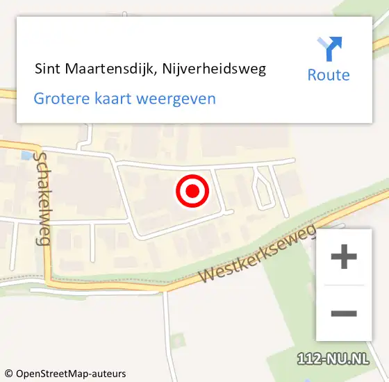 Locatie op kaart van de 112 melding:  Sint Maartensdijk, Nijverheidsweg op 8 mei 2023 19:40