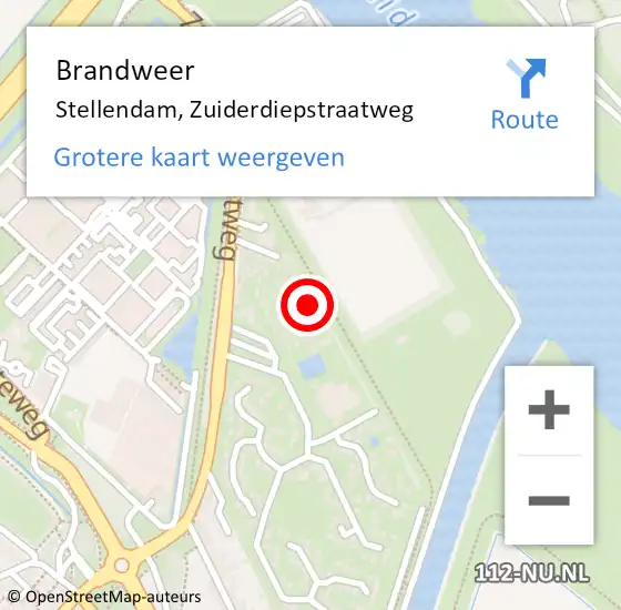 Locatie op kaart van de 112 melding: Brandweer Stellendam, Zuiderdiepstraatweg op 8 mei 2023 19:43