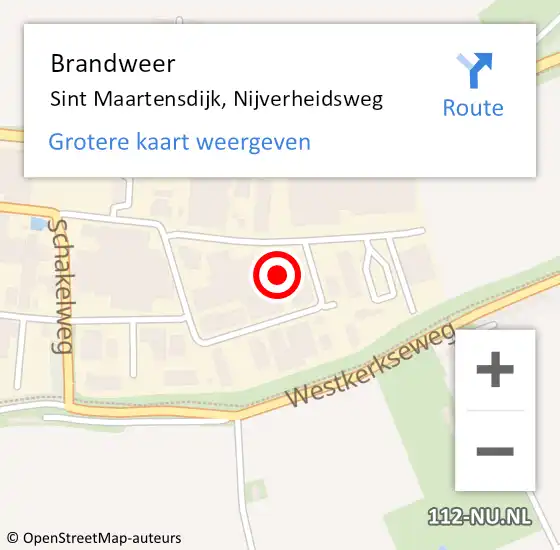 Locatie op kaart van de 112 melding: Brandweer Sint Maartensdijk, Nijverheidsweg op 8 mei 2023 19:50