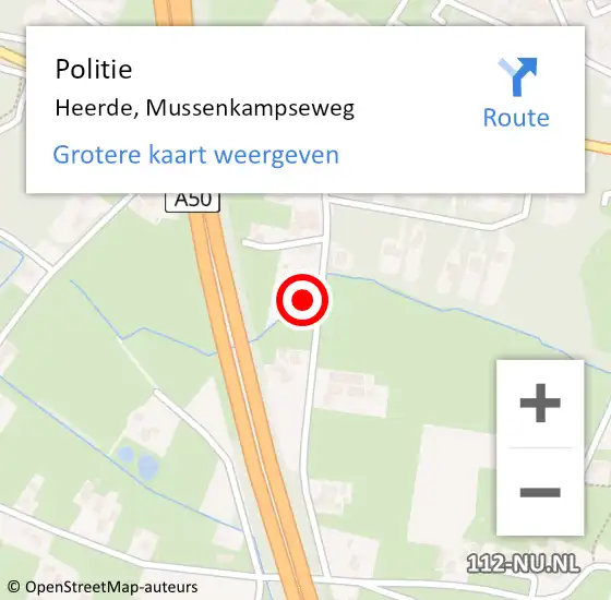 Locatie op kaart van de 112 melding: Politie Heerde, Mussenkampseweg op 8 mei 2023 20:22