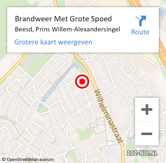 Locatie op kaart van de 112 melding: Brandweer Met Grote Spoed Naar Beesd, Prins Willem-Alexandersingel op 8 mei 2023 20:30