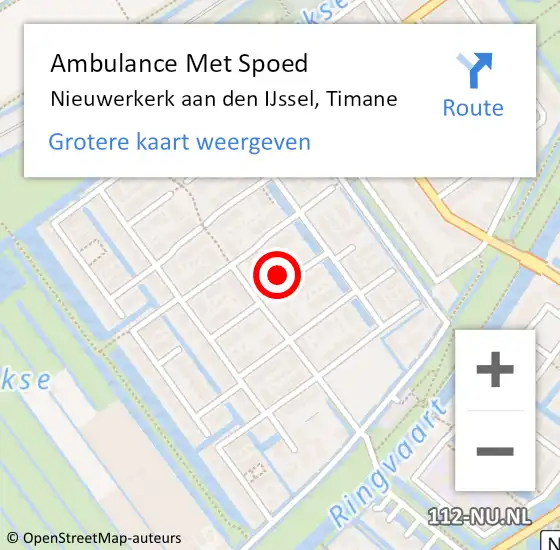 Locatie op kaart van de 112 melding: Ambulance Met Spoed Naar Nieuwerkerk aan den IJssel, Timane op 8 mei 2023 20:43