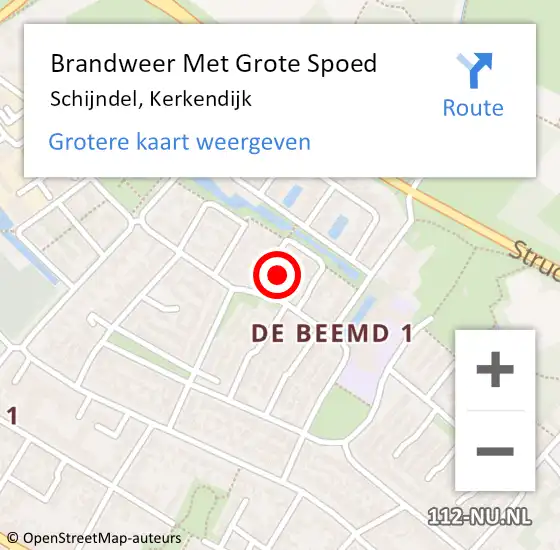 Locatie op kaart van de 112 melding: Brandweer Met Grote Spoed Naar Schijndel, Kerkendijk op 8 mei 2023 21:02