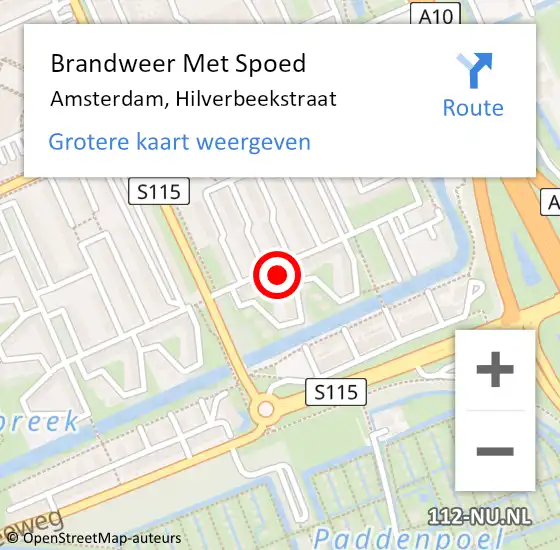 Locatie op kaart van de 112 melding: Brandweer Met Spoed Naar Amsterdam, Hilverbeekstraat op 8 mei 2023 21:08