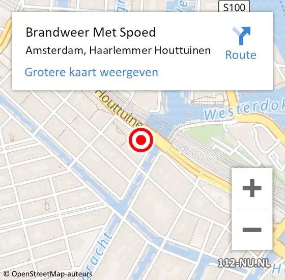 Locatie op kaart van de 112 melding: Brandweer Met Spoed Naar Amsterdam, Haarlemmer Houttuinen op 8 mei 2023 21:24