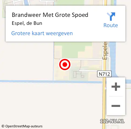 Locatie op kaart van de 112 melding: Brandweer Met Grote Spoed Naar Espel, de Bun op 8 mei 2023 21:29