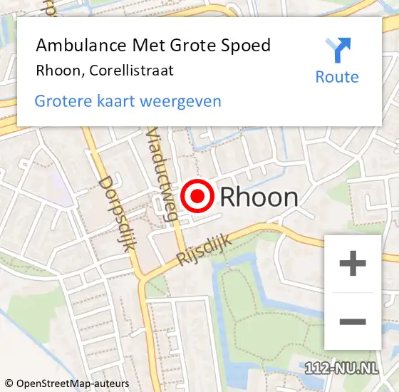 Locatie op kaart van de 112 melding: Ambulance Met Grote Spoed Naar Rhoon, Corellistraat op 8 mei 2023 21:45