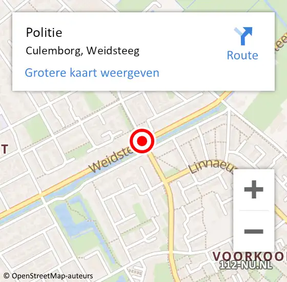 Locatie op kaart van de 112 melding: Politie Culemborg, Weidsteeg op 12 oktober 2013 15:02