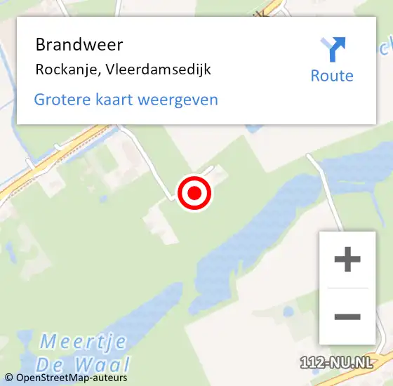 Locatie op kaart van de 112 melding: Brandweer Rockanje, Vleerdamsedijk op 8 mei 2023 22:06