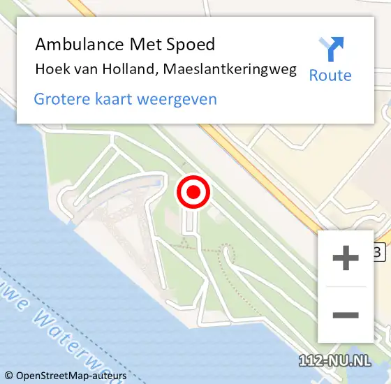 Locatie op kaart van de 112 melding: Ambulance Met Spoed Naar Hoek van Holland, Maeslantkeringweg op 8 mei 2023 22:17