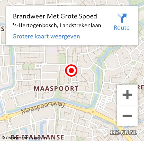 Locatie op kaart van de 112 melding: Brandweer Met Grote Spoed Naar 's-Hertogenbosch, Landstrekenlaan op 8 mei 2023 22:59