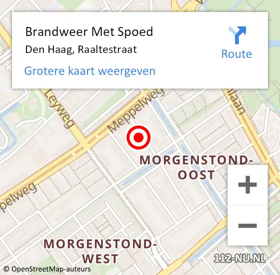 Locatie op kaart van de 112 melding: Brandweer Met Spoed Naar Den Haag, Raaltestraat op 8 mei 2023 23:02